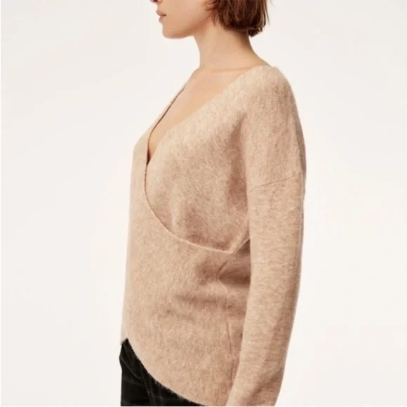 Babaton The Group Bambini Oatmeal Wrap Sweater Alpaca Wool Medium - Picture 4 of 10